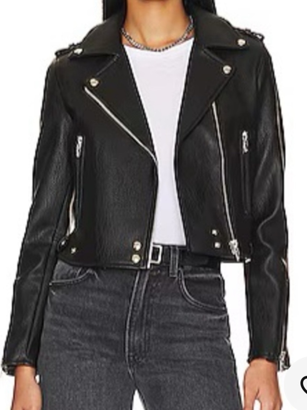 Blank NYC Black Faux Leather Moto Jacket with Silver Tone Hardware Size XS